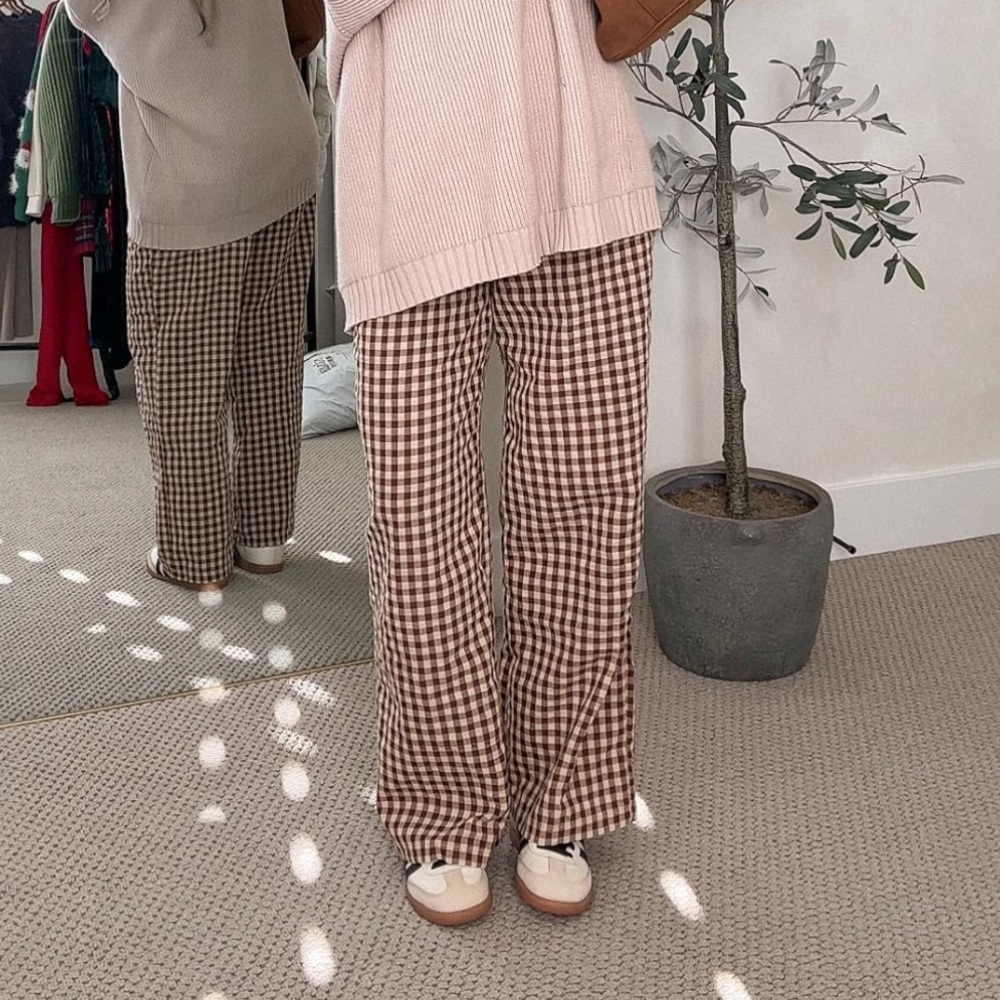 Plaid Wide Leg Pants